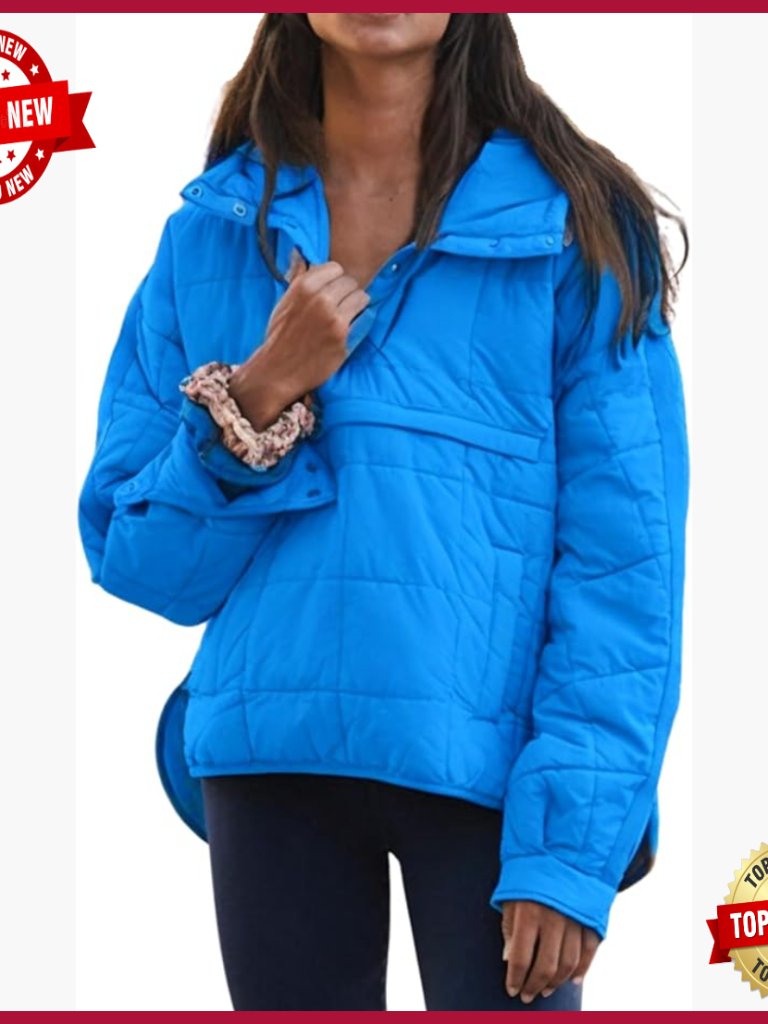 Oversized Quilted Puffer Jacket Hooded Lightweight Winter Pullover Coat